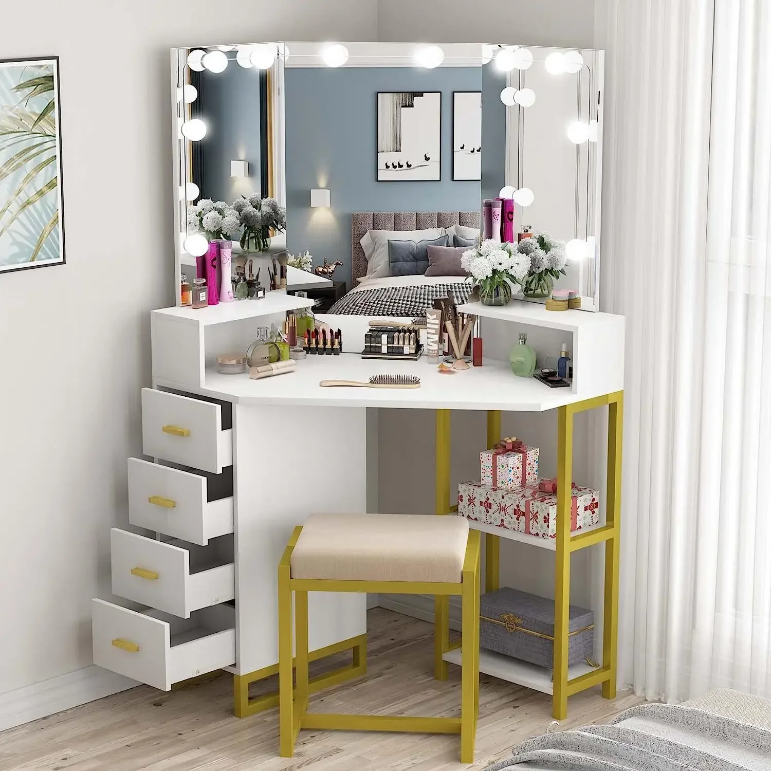 Conjunto de vaidade de beleza  - Beauty Makeup Vanity Set avaliação e preço